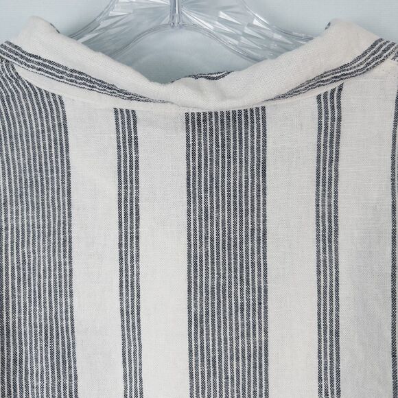 Orvis Striped Linen Blend Long Sleeve Button Up Shirt Womens Large Beach Preppy - Picture 12 of 16